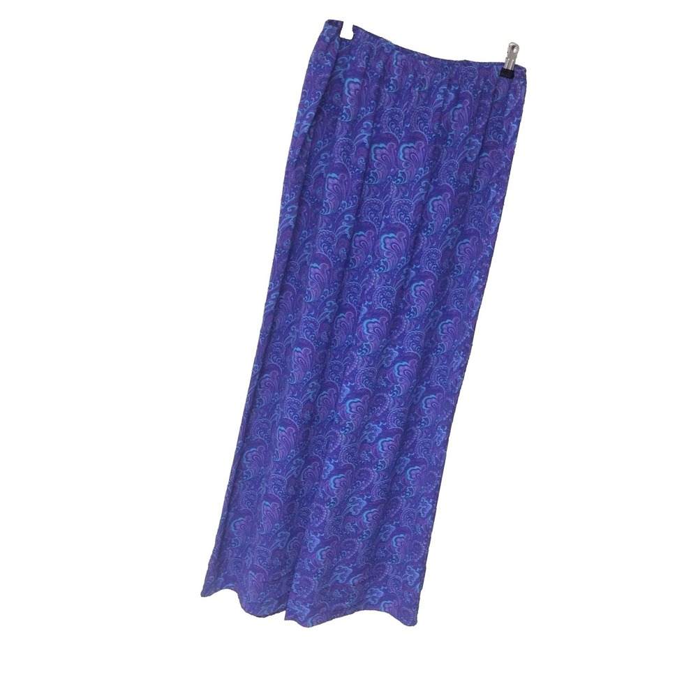 Y2K Diane Gilman‎ Wide Leg Purple Paisley Pants DG2 Boho Beachy Relaxed Womens M